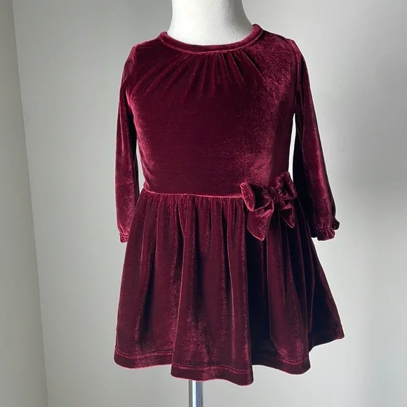 burgundy long sleeve shift dress Cute Baby Girl Baptism Dress Red Embroidered Dress Toddler Birthday Trailing Princess Dress main image 0